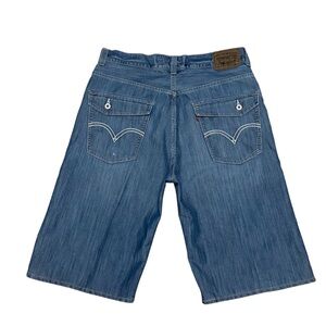Vintage Levi’s 579 Baggy Shorts Flap Back Embroidered Pockets Jean Shorts Blue